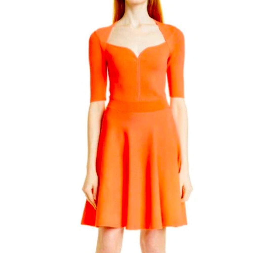 Ted Baker London Bright Orange Fit-and-Flare Sweetheart Dress
